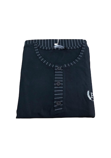 Pijadore Erkek %100 Pamuk Süprem Mevsimlik Uzun Kollu Pijama Takımı 1931 Siyah