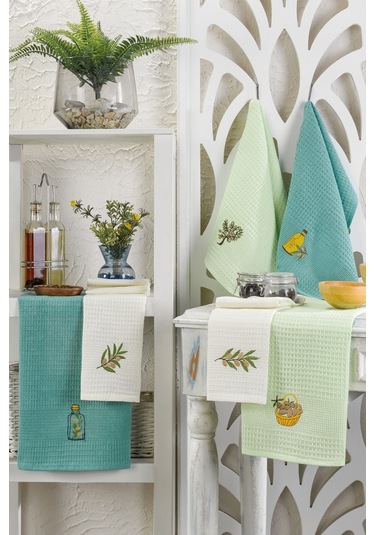 Rebeka Mutfak Havlusu Kurulama Bezi Seti 6'lı Mint