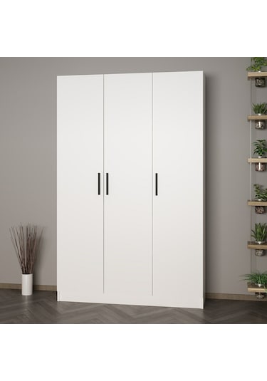 Minar Kale 210 Cm 3 Kapaklı 1b Raf Portmanto Beyaz