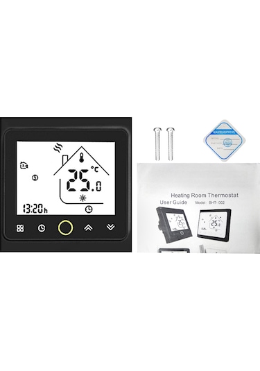 Hombey Siyah Akıllı Isı Kontrol Cihazı - Kazan/soba Isıtıcıları İçin Sıcaklık Regülatörü Dijital Termostat