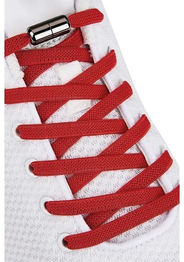 Ayarlanabilir 1 Çift Kırmızı Vidalı Kapsül Uçlu 6 Mm Lastik Pratik Bağcık Kırmızı