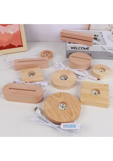 Metabagua -led Işık Ahşap Taban Dikdörtgen 30cm, Beyaz Işık 51owze Bej