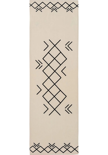 Siyah Desenli Runner 45x150 Cm