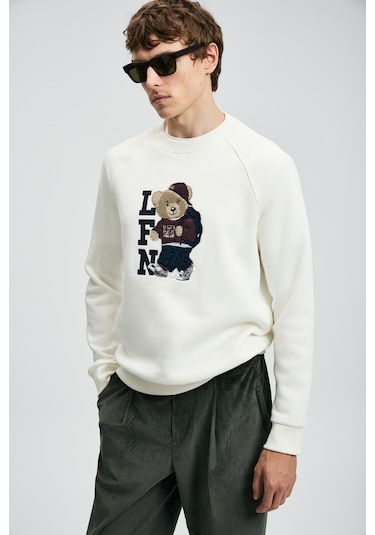 Lufian Storm Erkek Sweatshirt Kırık Beyaz Kırık Beyaz 112030172100510 Beyaz