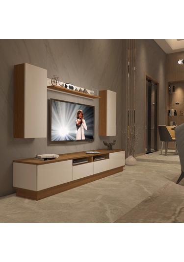 Decoraktiv Trendstyle 5220ds Slm Tv Ünitesi Tv Sehpası Ceviz - Beyaz