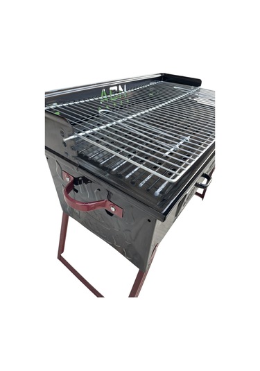 Acn Kömürlü Mangal 35x 60 Cm Katlanır Ayaklı Çift Izgaralı Siyah