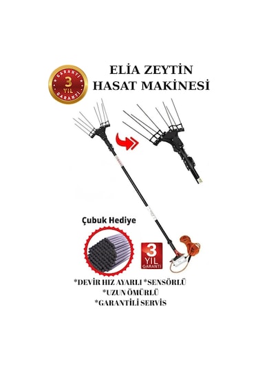 Sensörlü Ve Devir Ayarlı Zeytin Hasat Makinası Taraklı Şarj Aleti Hediyeli