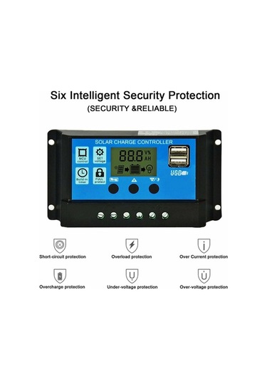 Electric Güneş Şarj Kontrol Cihazı 10a Lcd Ekran, 12v/24v Pwm Akü Regülatörü, Usb Bağlantılı