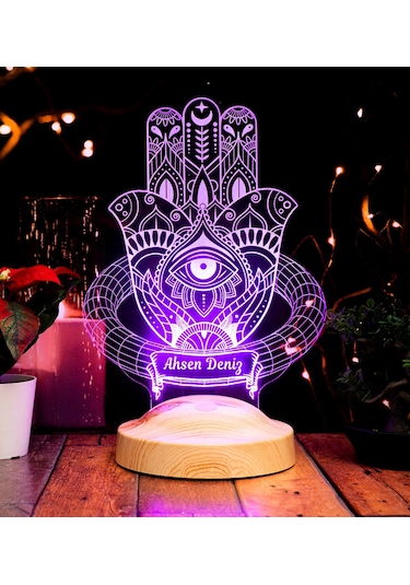 Hamsa Fatma'nın Bereket Eli, Fatma'nın Eli, Hz. Fatıma Ananın Eli Led Lamba