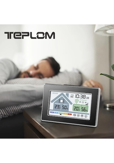 Honeybeeshop Teplom Kablosuz Iç Dis Termometre 5055c Uzaktan Sıcaklık Higrometre 99 97 Metre Menzil Siyah 1 Sensor