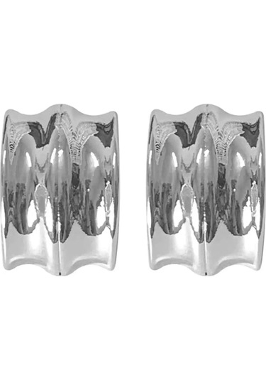 Caş Dekorasyon Gümüş Renkli Çelik Küpe/ Çift Gümüş