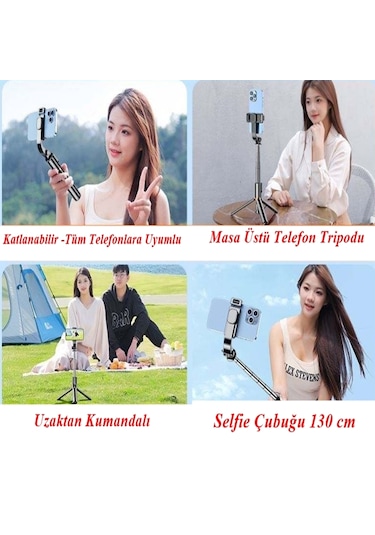 Pro K8 Selfie Çubuğu -130 Cm Uzaktan Kumandalı