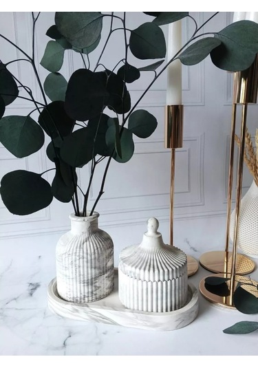 Cre Art Kuru Çiçek Vazosu Dekoratif Ev İç Tasarımı Seti 154801063 Siyah