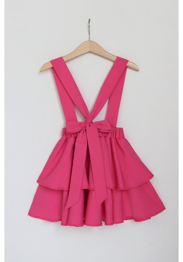 Kız Çocuk Helen Pembe Askılı Kat Kat Bağlama Jile Elbise