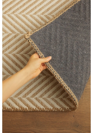 Ocean Home Textile Ekru Renk Balıksırtı Jüt Paspas 50  x  70 CM