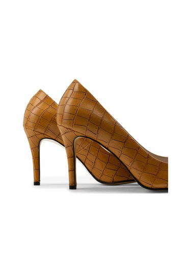 Deery Sarı Kroko Stiletto Kadın Topuklu Ayakkabı - 02029zsrım05 Sarı