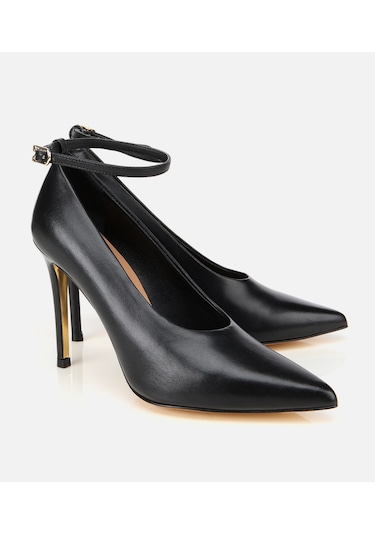 Hotiç Kadın Deri Siyah Bilekten Bağlamalı Gold Detaylı Yüksek Topuklu Stiletto 01ayh316600a100 01ayh316600a100 Siyah