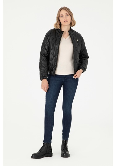 U.s. Polo Assn. Kadın Siyah Deri Mont-kaban 50297262-001 001sıyah
