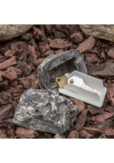 Yaozixa Grafit Renkli Reçine Taş Figürlü Anahtar Saklama Kutusu - Gizli Para Ve Eşya Saklama Kutu - Ev Kullanıma Uygun, Dayanıklı Materyal Siyah - Gri