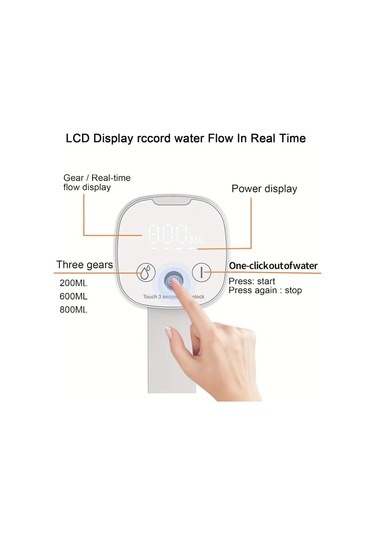 Honeybeeshop 5 Galonluk Taşınabilir Elektrikli Su Pompası Dijital Ekran Usb Şarj Katlanır Musluk Beyaz