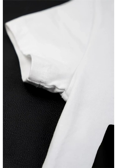 Kız Bebek Beyaz Siyah Kedi Detaylı Yazlık Tişört Beyaz