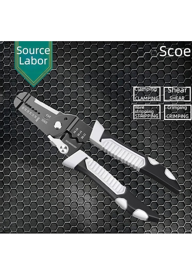 Geeksen Endüstriyel Elektrikçi Testere: Çok Fonksiyonlu Kablolu Telli Açıcı, Kesici Ve Presley - Siyah-gri Kollü Dayanıklı Araç