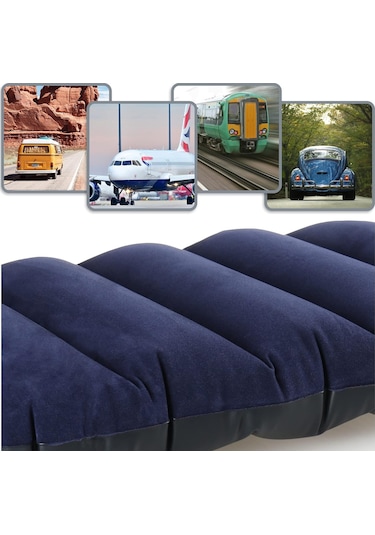 2 Adet Büyük Şişme Yastık Kamp Yastığı Seyahat Yastığı Şişme Kamp Lacivert