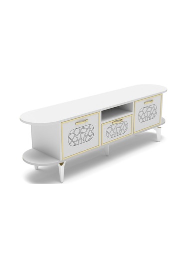Tv Sehpası Mira Gold 5032 Beyaz 160 Cm 35 Cm 50 Cm Beyaz
