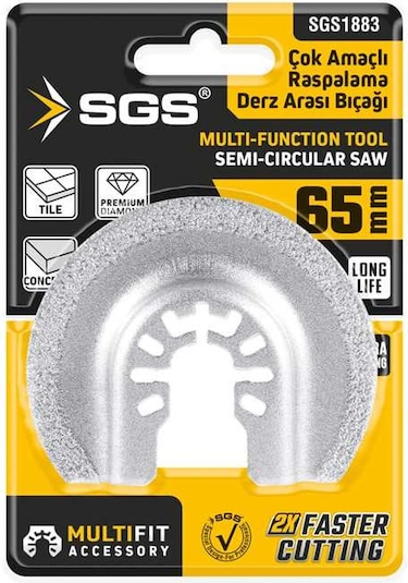 Sgs1883 - Multi Tools Çok Amaçlı Raspalama Derz Arası Temizleme Aparatı Elmas Uç 65mm