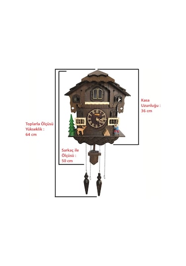 Eastar Yüzde 100 Masif Ahşap Guguklu Duvar Saati EC2305 Kahverengi
