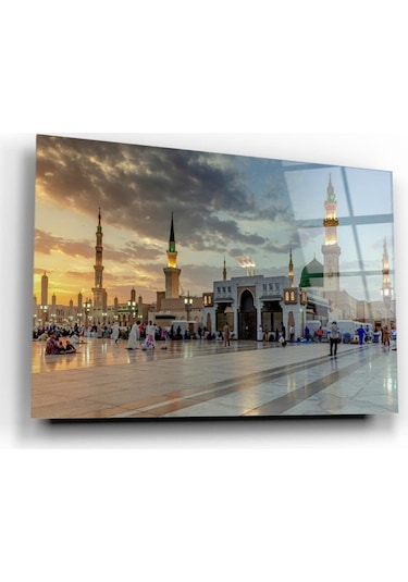 Medine Temalı Modern Uv Dijital Baskı Dekoratif Cam Tablo