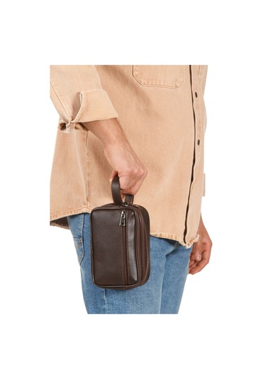 Newish Polo Erkek Bileklik Kemerli Portföy Clutch Traş Kozmetik El Çantası New344 Kahverengi