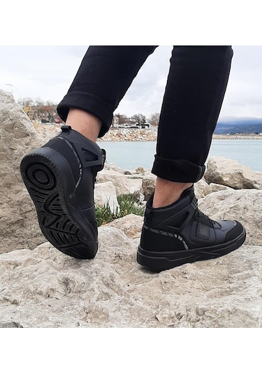 Dunlop 2238-2243 Siyah, Fuspetli Ortapedik Boğazlı  Basket Spor Ayakkabı AYKSAYAK-000490