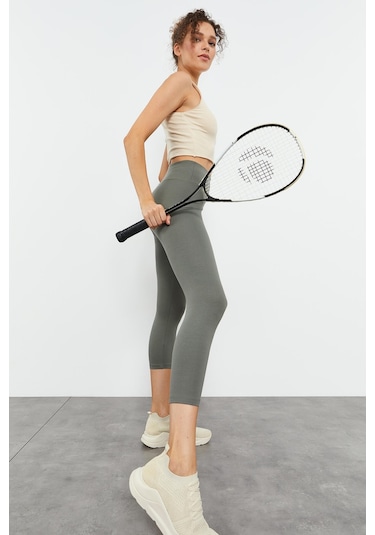 Tommy Life Çağla Yüksek Bel Slim Fit Dar Paça Kadın Kapri Tayt - 93097 Çağla