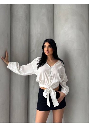 Bağlama Detaylı Gömlek Çok Renkli