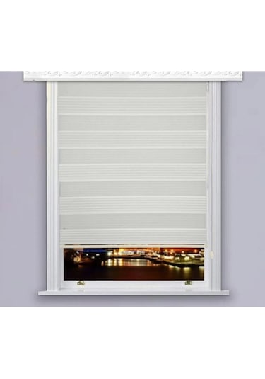 Plisei Zebra Perde Ekru Alüminyum Kasa Ekru