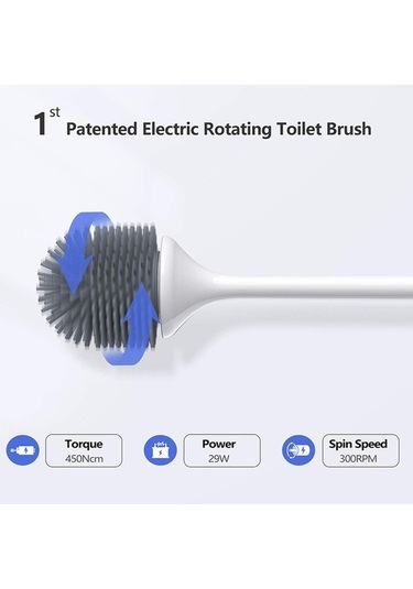 Bloomnest Lebıhmurah Bf845 Elektrikli Tuvalet Fırçası, Otomatik 360 Döner Scrubber, Banyo Temizleme Seti Beyaz