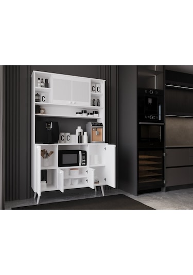 Melura Kahve Köşesi 120 Cm %100 Mdf Çok Amaçlı Dolap Beyaz