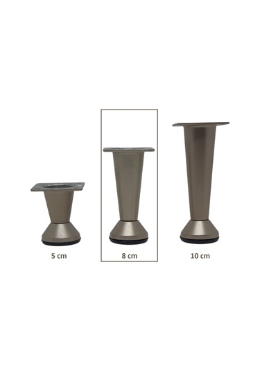 Adilon Konik Ayak, Saten, 8 Cm, 1 Adet Dolap, Mobilya, Puf Ayağı Vidaları Hediye Saten