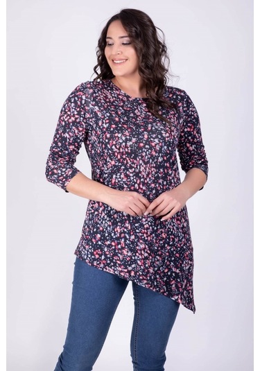 Örme Asimetrik Tunik-lacivert Lacivert