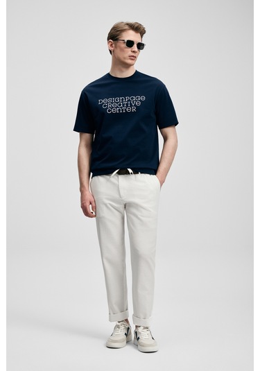Lufian Frank Modern Grafik T- Shirt Lacivert Lacivert 111020284100200 Lacivert