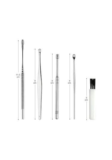 Yifomall 6 Parça Kulak Bakım Seti - Paslanmaz Çelik Kulak Temizleme Kaşığı Ve Fırçası İle Hijyenik Kulak Bakımı