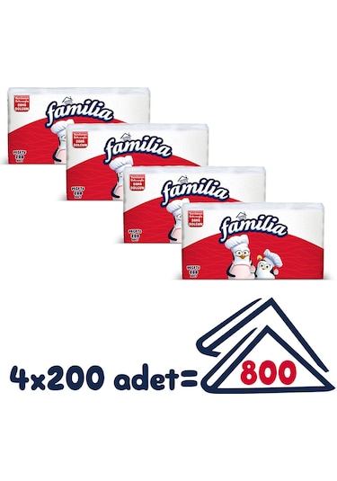 Familia 200'lü Peçete (4 Paket x 200 Yaprak)