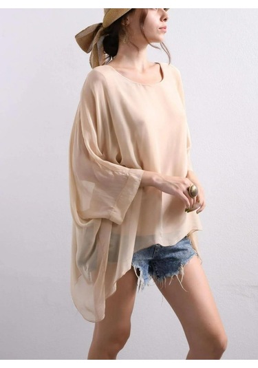 İtalyan Yarasa Kol İpek Bluz-8869 Görseldeki