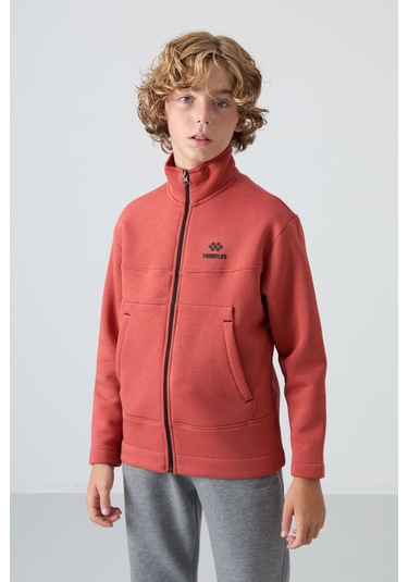 Tommy Life Kiremit Pamuklu Kalın İçi Tüylü Yumuşak Dokulu Standart Fit Nakışlı Erkek Çocuk Sweatshirt - 11245 Kiremit
