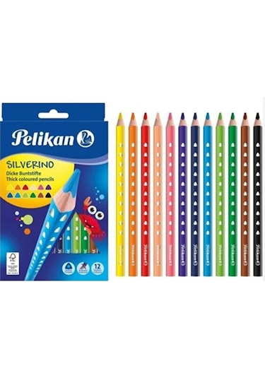 Silverino Jumbo Üçgen Kuru Boya Kalemi 12 Li Kutu