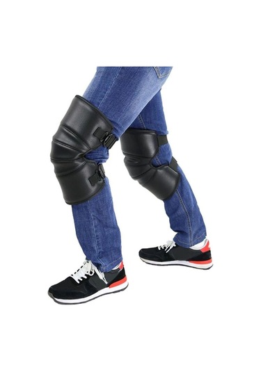 Jms Soğuk Geçirmez Ayarlanabilir Pu Deri Sıcak Koruyucu Motosiklet Kneepad Diz Pedleri Siyah