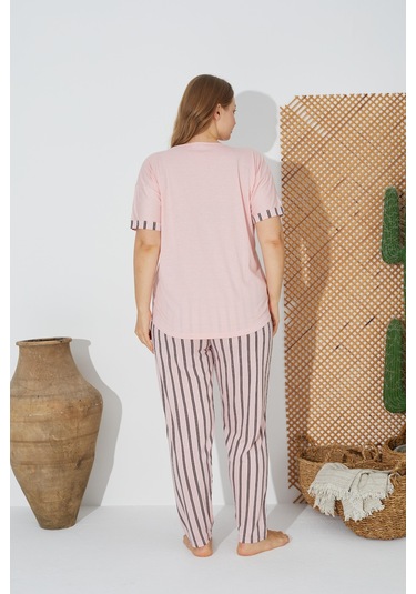 Estiva 24071 Büyük Beden Kadın Kısa Kol Pijama Takımı 001