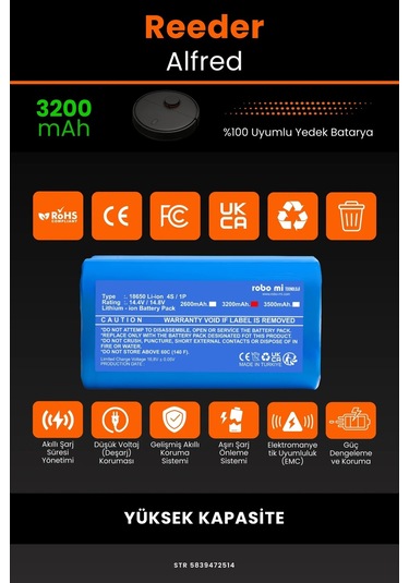 Reeder Alfred 3200mAh Robot Süpürge Bataryası