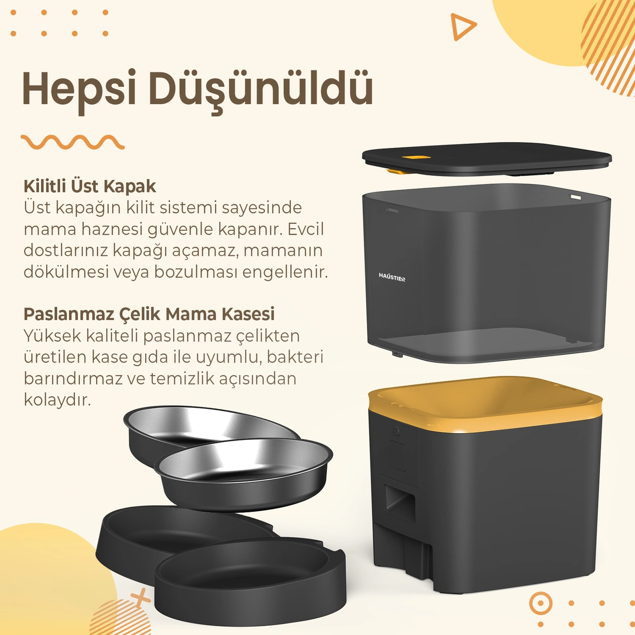 Haustier Qq005-d Kameralı Akıllı Kedi Köpek Otomatik Mama Kabı